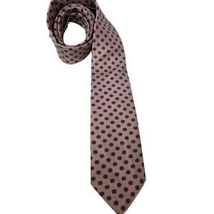 Lord & Taylor Silk Tie Mens USA Geometric Blue Design Tan